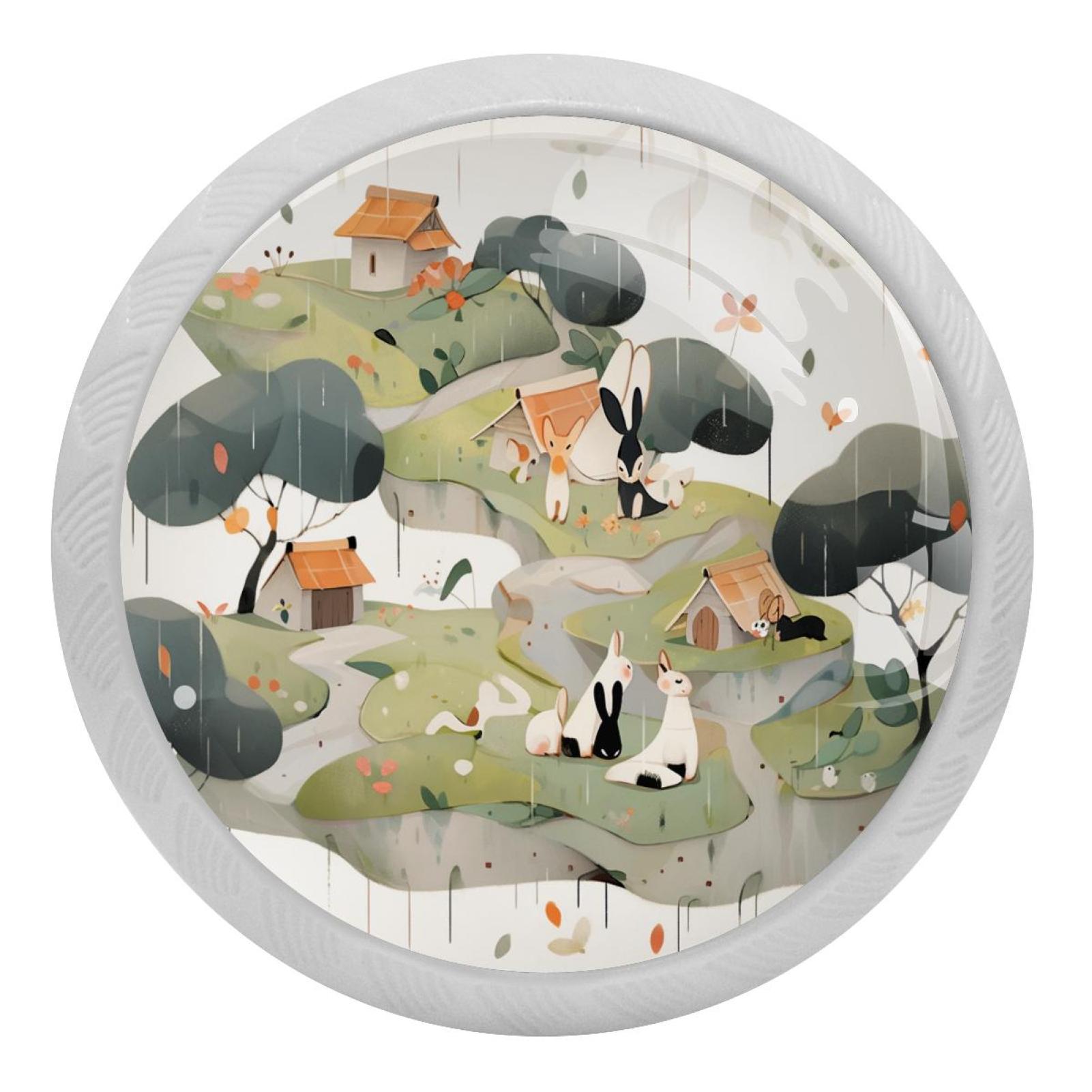 Drawer Lack Rabbit Rabbit Fluorescent Drawer Pulls 4-Pack: Glow-in-the-Dark Round Cabinet ...
