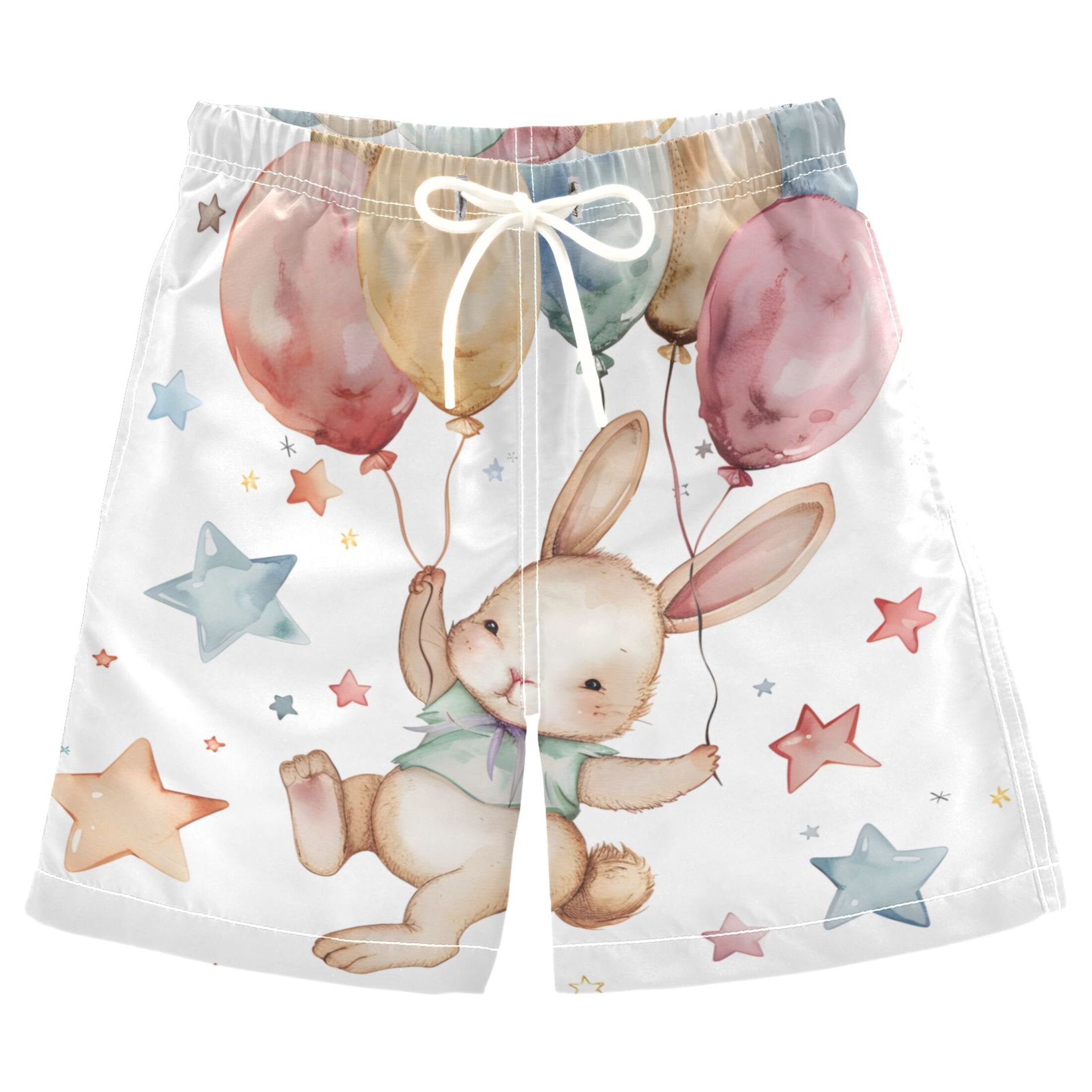 Rabbit Flying with Balloons Boys' Beach Pants Board Shorts Swim Trunks ...