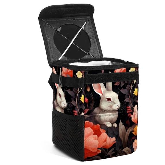 Rabbit Foldable Car Garbage Can with Lid, Leak-proof, Hanging Storage Bag - Trash Can for Car, Car Trash Bin, Car Trash Can