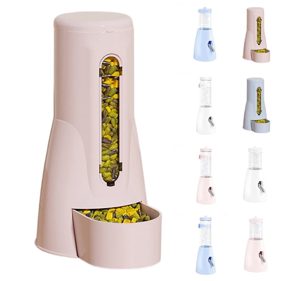 Rabbit Food Dispenser, Guinea Pig Feeder, Large Capacity Bunny Feeder for Cages, Automatic Bunny Feeder, for Rabbit Ferrets Guinea Pigs Hedgehog Hamsters Small Animals (Pink,Feeder)
