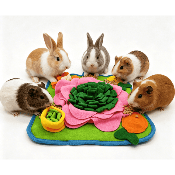 Rabbit Foraging Mat, Bunny Snuffle Mat for Hamsters Puzzle Toys Interactive Feeding Mats for Guinea Pigs Hedgehogs Chinchillas Ferrets