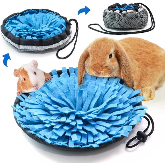Rabbit Foraging Mat, Interactive Feed Game for Boredom, Small Pet Puzzle Toy, 9.44" x 9.44" Polar Fleece Snuffle Pad Bed Nosework Feeding Mat for Bunny Hamster Guinea Pigs Ferrets Chinchillas