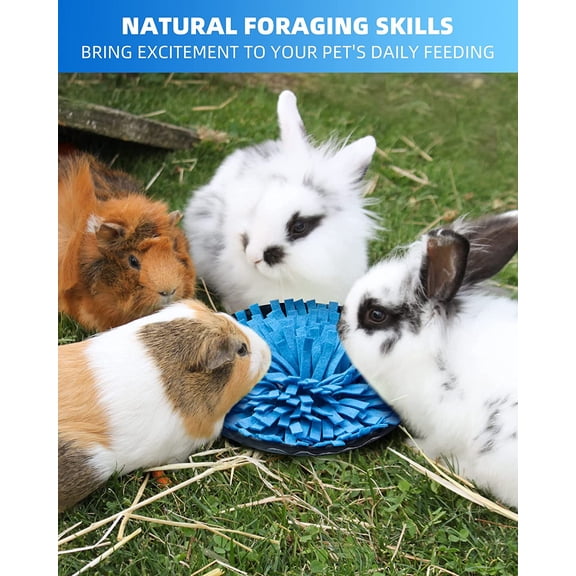 Rabbit Foraging Mat, Interactive Feed Game for Boredom, Small Pet Puzzle Toy,   9.44" x 9.44" Polar Fleece Snuffle Pad Bed Nosework Feeding Mat for Bunny Hamster Guinea Pigs Ferrets Chinchillas
