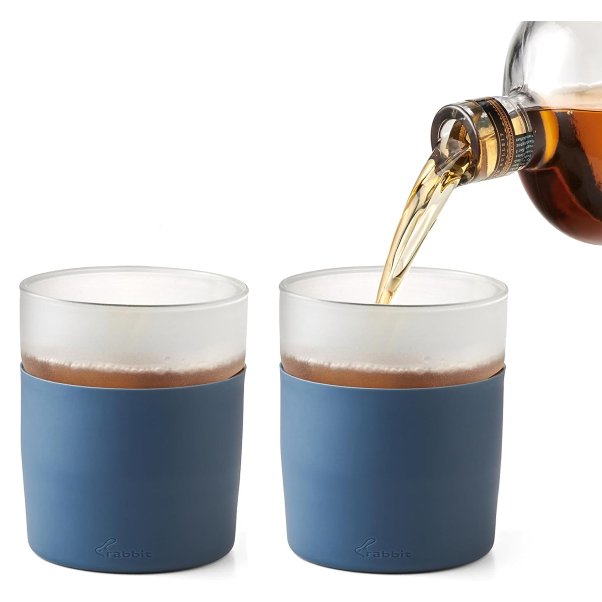 Rabbit Freezable Whiskey Glasses with Silicone Sleeves, Set of 2 - 8oz ...