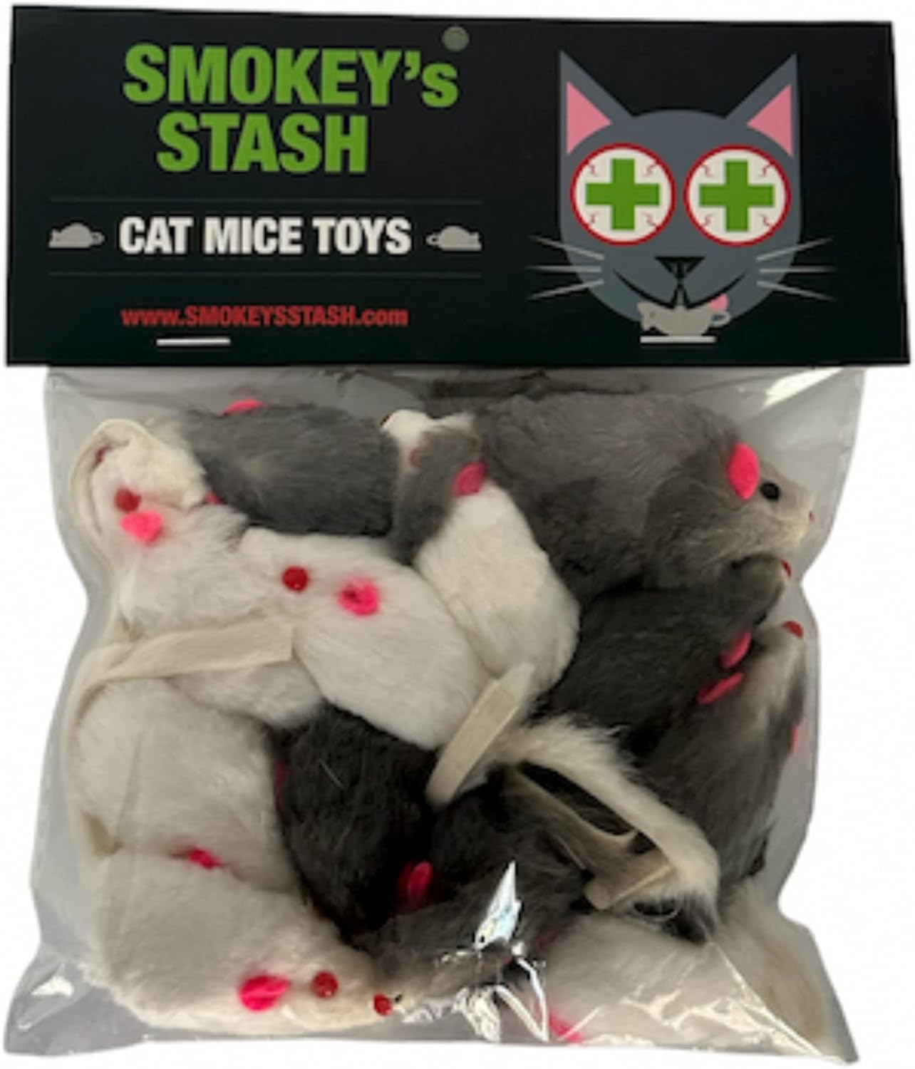 Rabbit Fur Mouse Cat Toy 12 per Pack White and Gray Fuzzy Toys for Cats ...