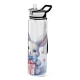 thumbnail image 1 of Rabbit Gift Bow Heart Sports Water Bottle Portable Travel Mug 32oz BPA Free Leak Proof Straw Transparent Tritan for Gym Yoga Cycling Camping, 1 of 7