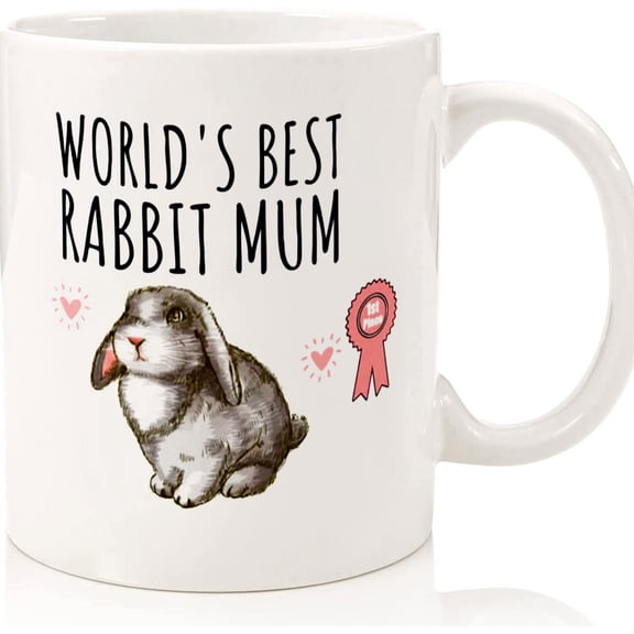 Rabbit Gift, Rabbit Mug, World's Best Rabbit Mum, Rabbit Lover Gift, Pet Rabbit Owner Gifts, Gifts For Rabbit Lovers, Women, Her, Ceramic Novelty Coffee Mugs 11oz, 15oz Mug, Tea Cup, Gif