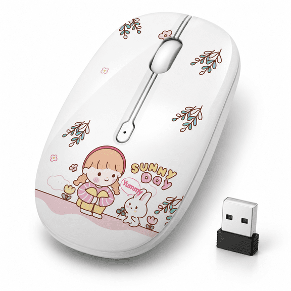 Rabbit & Girl 2.4GHz Wireless Portable Optical Mouse for PC Laptop Notebook