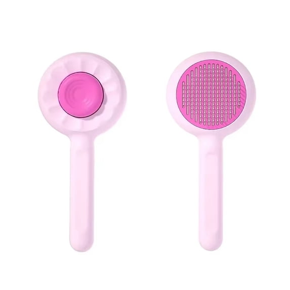 Rabbit Grooming Brush, Pet Deshedding Comb for Cats and Dogs, Stainless Steel Pin Brush with Ergonomic Handle, Pink Sunflower Design