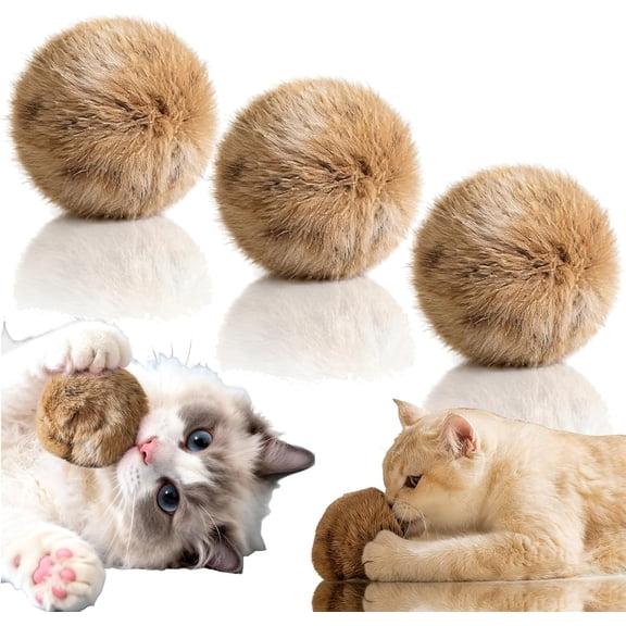 Rabbit Hair Ball Cat Toy, Furry Catnip Toy Ball Soft, Washable & Fun to Chase, for Kicks & Chase Games, for Indoor Exercise & Bonding