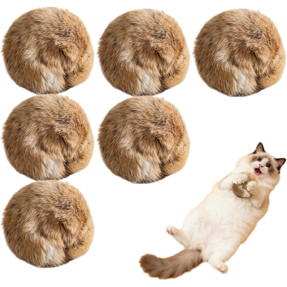 Rabbit Hair Ball Cat Toy, Soft Fluffy Cat Toy Ball, Pom Kitty Cats Toy, Washable & Fun to Chase, for Kicks & Games, for Indoor Exercise & Bonding Cats