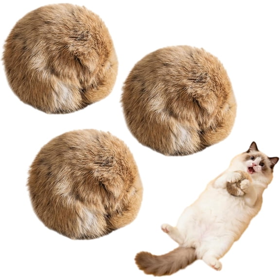 Rabbit Hair Ball Cat Toy, Soft Fluffy Cat Toy Ball, Pom Kitty Cats Toy, Washable & Fun to Chase, for Kicks & Games, for Indoor Exercise & Bonding Cats