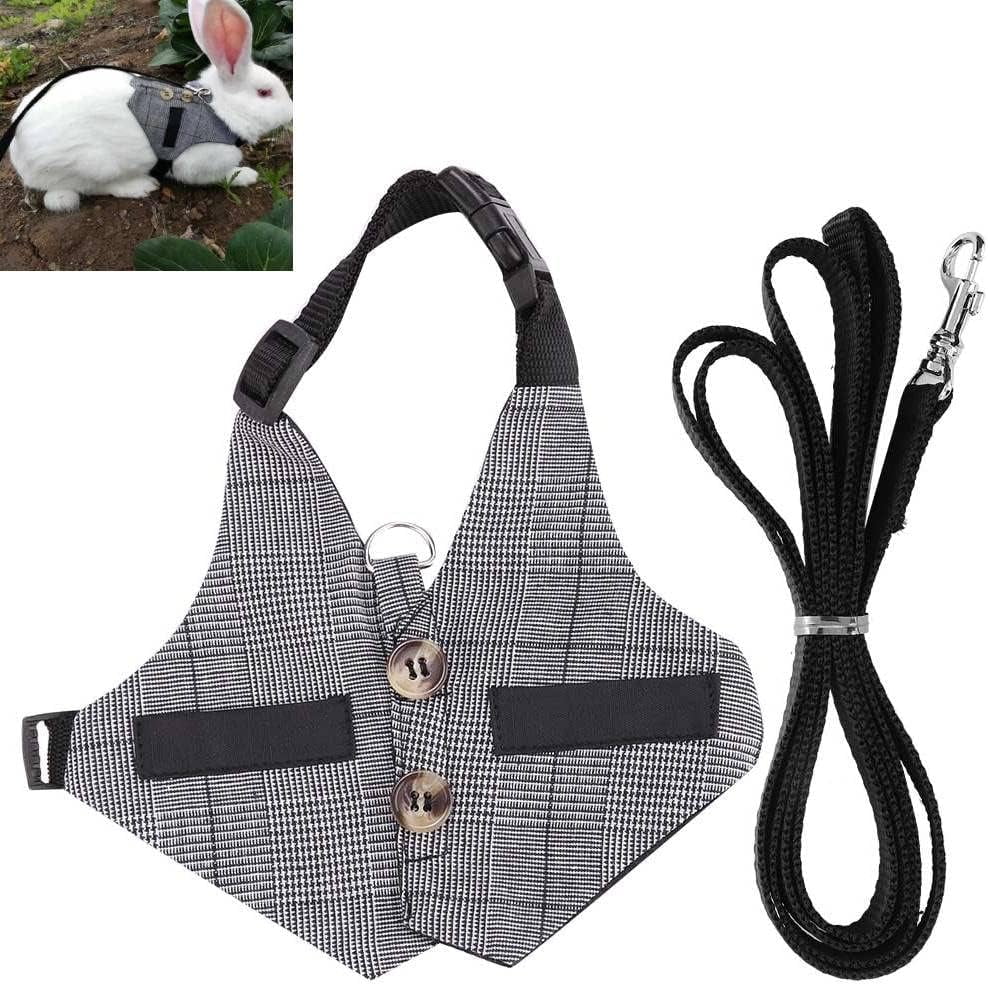 Rabbit Harness Leash Cute Bunny Plaid Stripe Vest Harness and Leash Set ...