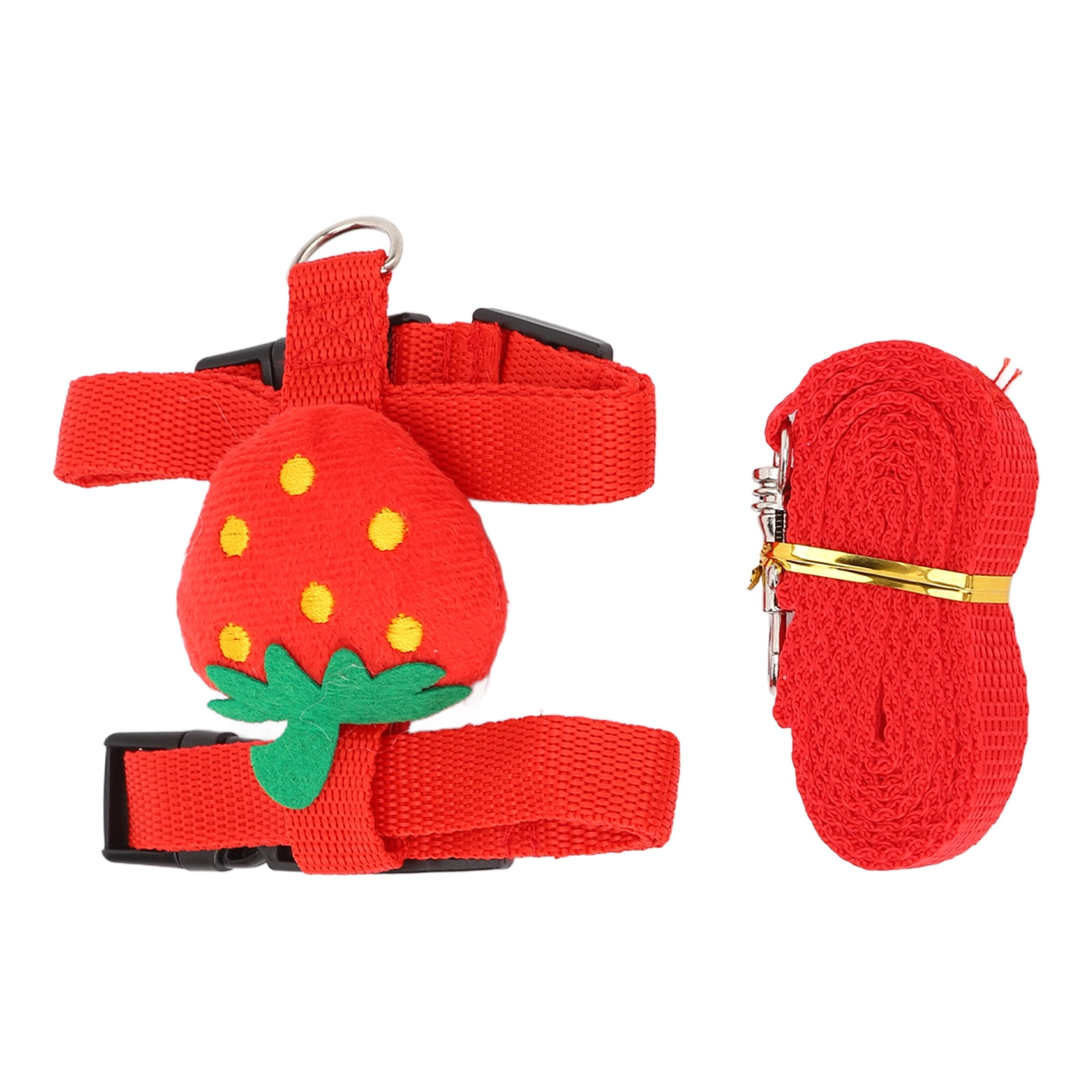 Rabbit Harness Leash Nylon Cute Strawberry Vest Harness Leash with Stainless Steel Hook for Pet