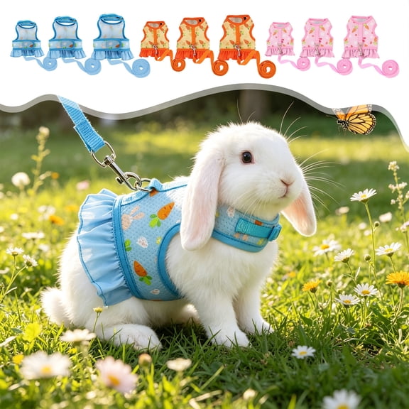 Rabbit Harness Leash, Rabbits Vests Leash,Guinea Pig Vest Leash, Anti Escape Small Pet Chest Strap for Daily Outdoor Walk