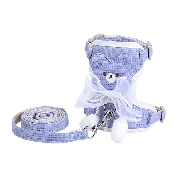 Rabbit Harness and Leash Set – Adjustable Small Animal Vest Harness with Safety Buckle – Breathable & Lightweight – Ideal for Rabbits, Ferrets, Guinea Pigs, and Cats(Purple,S)