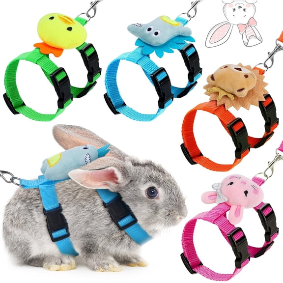 Rabbit Harness and Leash Set with Cute Bow, Adjustable Bunny Harness Escape Proof for Rabbits Kitten Ferret Puppy Small Pets Walking Runnig Hiking Camping Outdoor