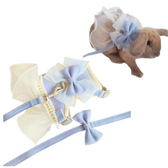 Rabbit Harness And Leash For Walking Escape Proof Cute Skirt Mesh Breathable Bunny Vest Harness Outdoor Camping Hiking Training Also Suit For Small Animals ( L)
