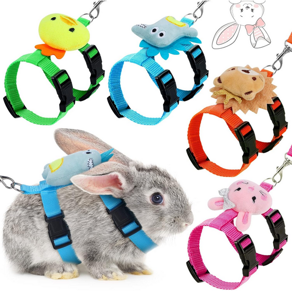 Rabbit Harness and Leash - Adjustable Bunny Harness Escape Proof for Walking Runnig Hiking Camping Outdoor