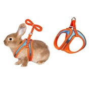 Rabbit Harness and Leash Set, Double Buckle Bunny Harness with Reflective Strips Soft Breathable Mesh Vest Harness for Rabbits Walks Accessories