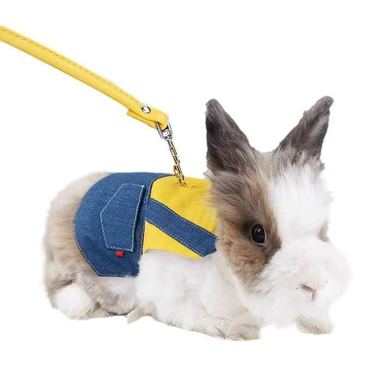 Rabbit Harness and Leash Set Escape Proof Pet Supply For Bunny Adjustable Pet Walking Clothes with Leash for Small Animals