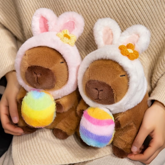 Rabbit Hat Capybara With Eggs Plush Toys Cuddly Pillow Cushion Stuff Dolls Huggable Cushion Plush Plushie Easter Stuffed Animals Valentine'S Day/Birthday/Holiday B - 20.00