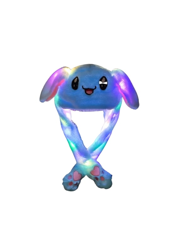 Rabbit Hat Ear Moving Jumping Hat LED Glowing Funny Bunny Plush Hat Cap Cosplay Party Holiday Hat for Women Girls