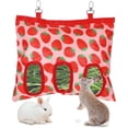 thumbnail image 1 of 3-Hole Guinea Pig Hay Feeder, 13x10.8Inches, Rabbit Hay Feeder Bag, Stainless Steel, 600D Oxford, Watermelon and Strawberry, 1 of 6