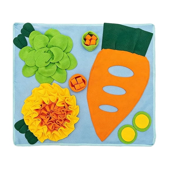 Rabbit Hay Feeder - Interactive Polar Fleece Pet foraging Mat Toy Indoor for Guinea Pig Bunny Hamster - Anti Slip Feeding Mat Treat Dispenser Machine Washable