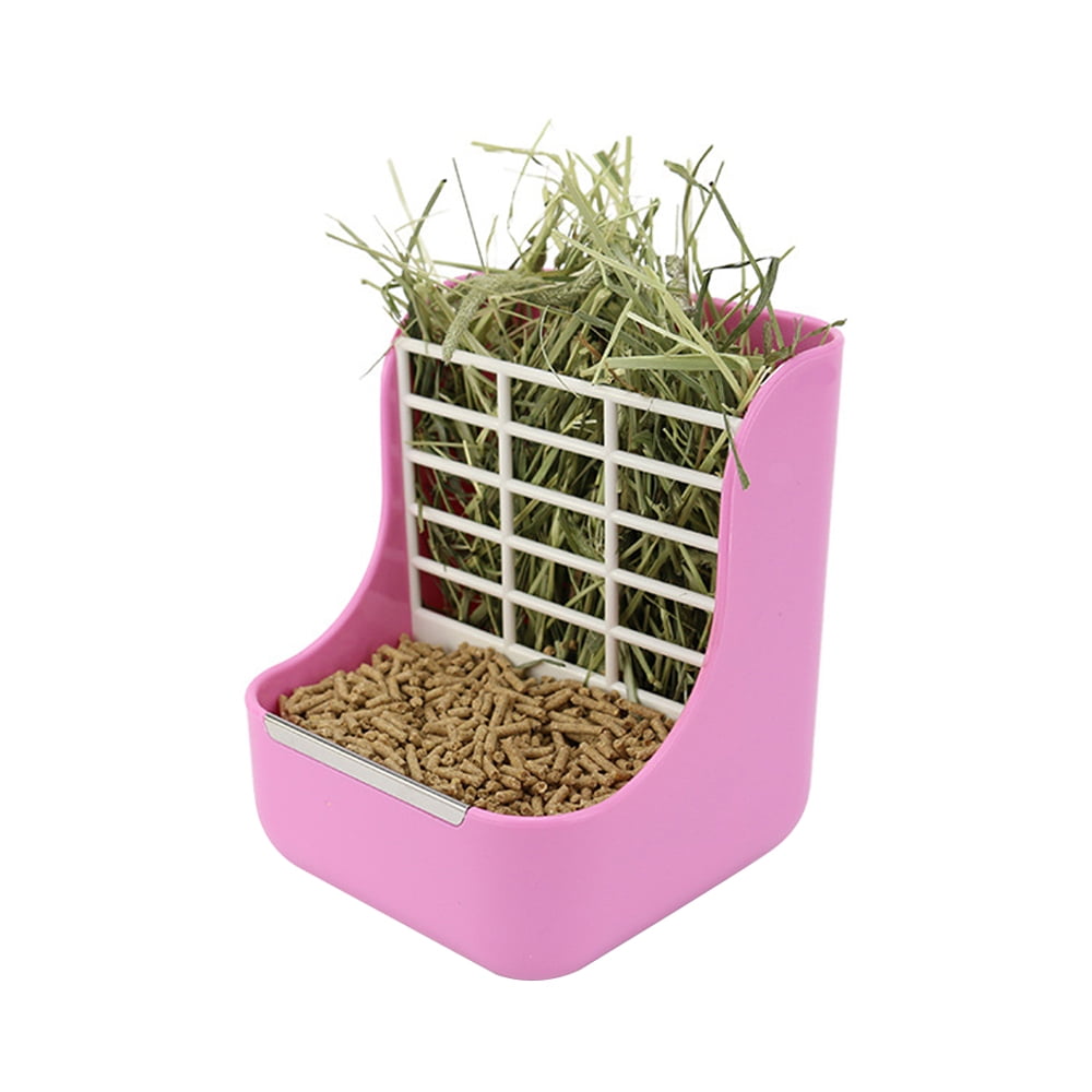 Rabbit Hay Feeders Rack 2 in 1 Feeder Bowls Double Bunny Feed Holder