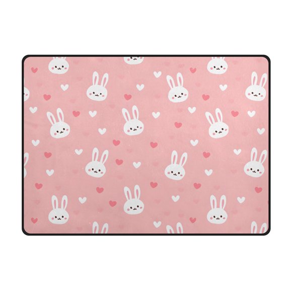 Rabbit Head Pattern Area Rug 63x48 Inch Non Slip Absorbent Soft for Bedroom Entryway