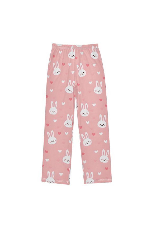 Rabbit Head Pattern Pajama Pants Soft Lightweight Lounge Pants Bottoms Sleep Pants Warm Comfy