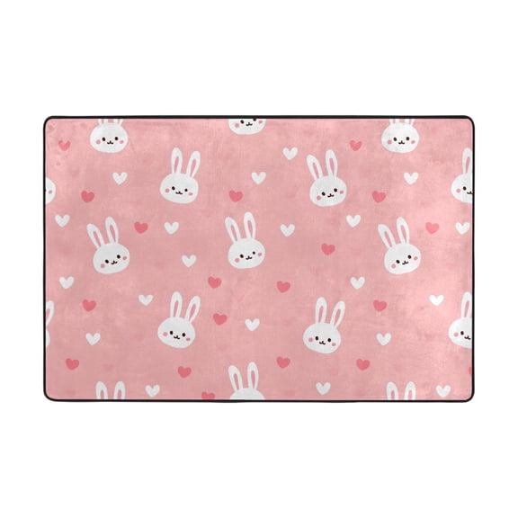 Rabbit Head Pattern Rug 36x24in Memory Foam Absorbent Non Slip Plush for Bathroom Kitchen Entryway