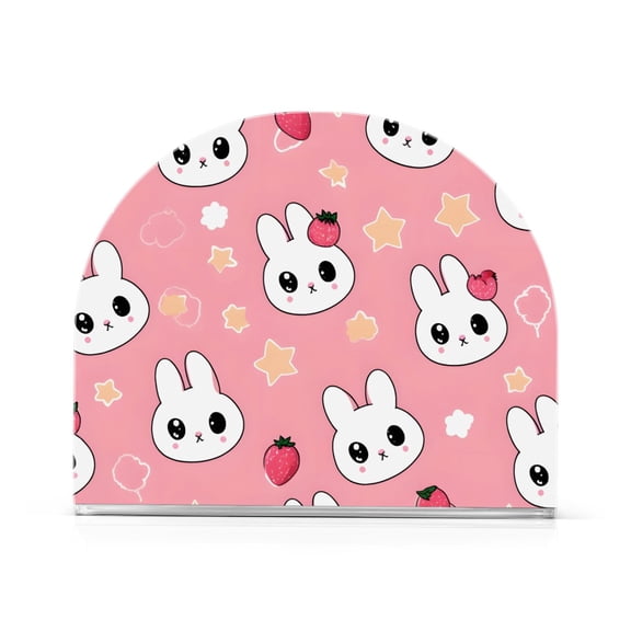 Rabbit Head Strawberrys Napkin Holder for Table Clear Napkin Stand Paper Holder Acrylic Organizer Dispenser Napkins for Dinner Kitchen Restaurant Room
