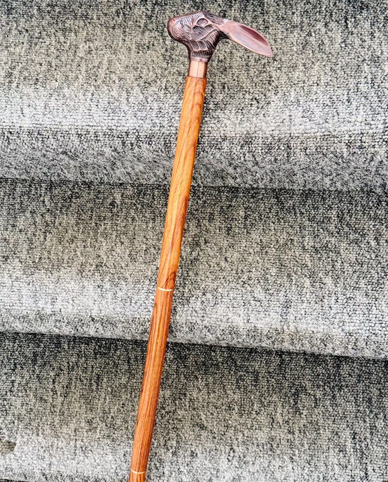 Rabbit Head Walking Cane – Handmade Wooden Stick, Gentleman's Cane ...