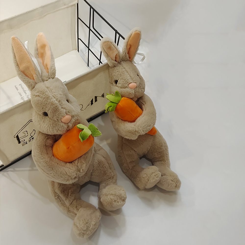 Rabbit Hold Carrot Doll Stuffed Plush Bunny Plush Toy Kids Sleeping Pet Buddy Cute Squishy Ragdoll Easter Decorations Bunny
