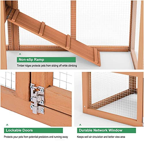 Rabbit Hutch, Indoor Rabbit Cage, Outdoor Bunny Cages with Run &Feeder ...