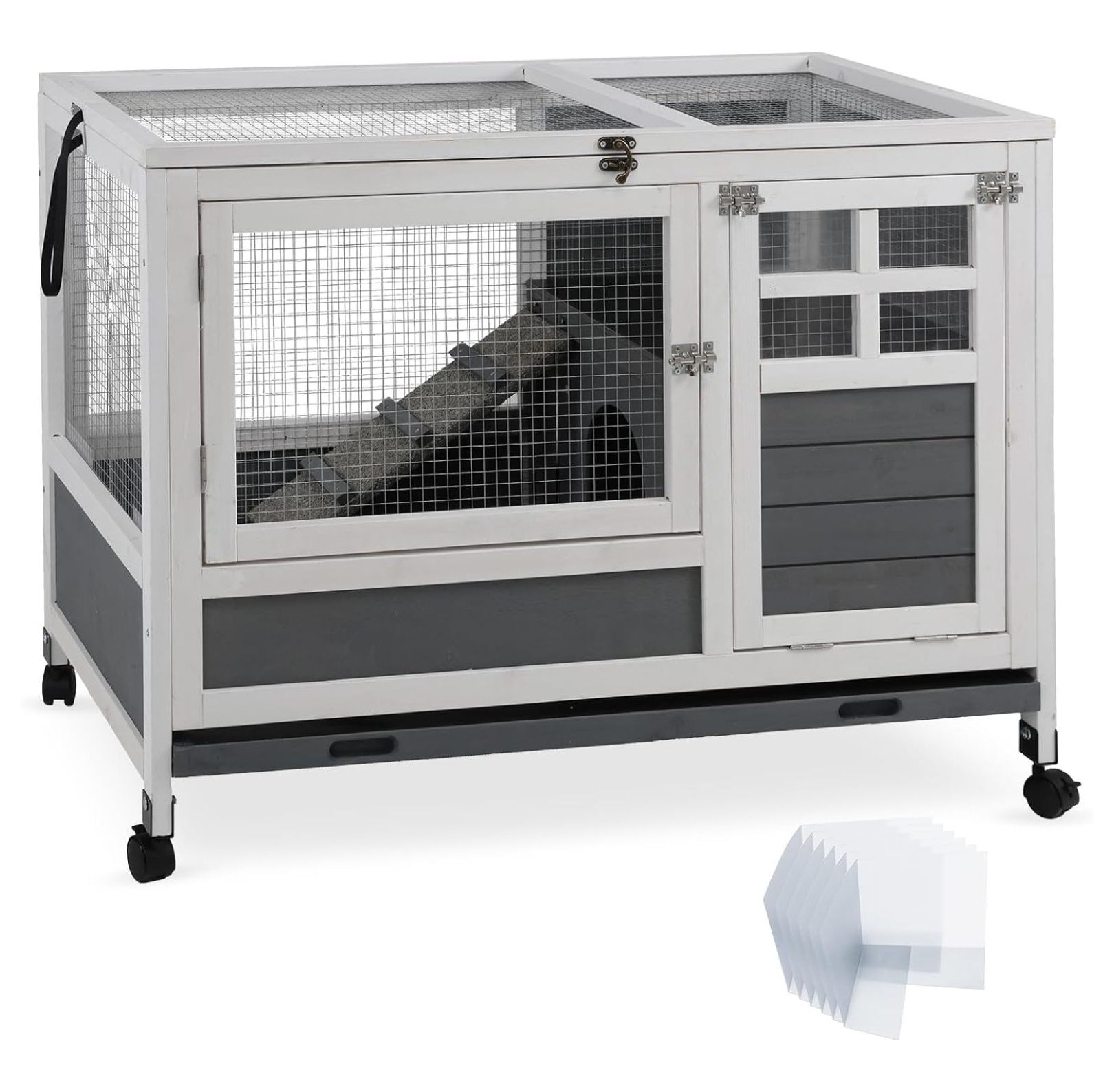 Rabbit Hutch Indoor with Urine Floor, Rabbit Cage on
