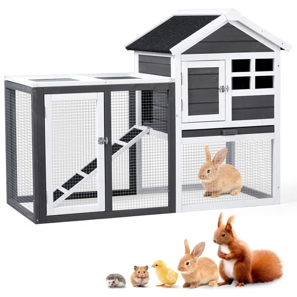 Rabbit Hutch Outdoor Chicken Coop Indoor Bunny Cage with Run, Guinea ...