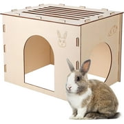 Rabbit Hutch,Wood Rabbit Houses and Hideouts,Wooden Rabbit Castle Bunny Hideout for Indoor Bunnies Chinchilla,Hamsters and Guinea Pigs Hut to Hide