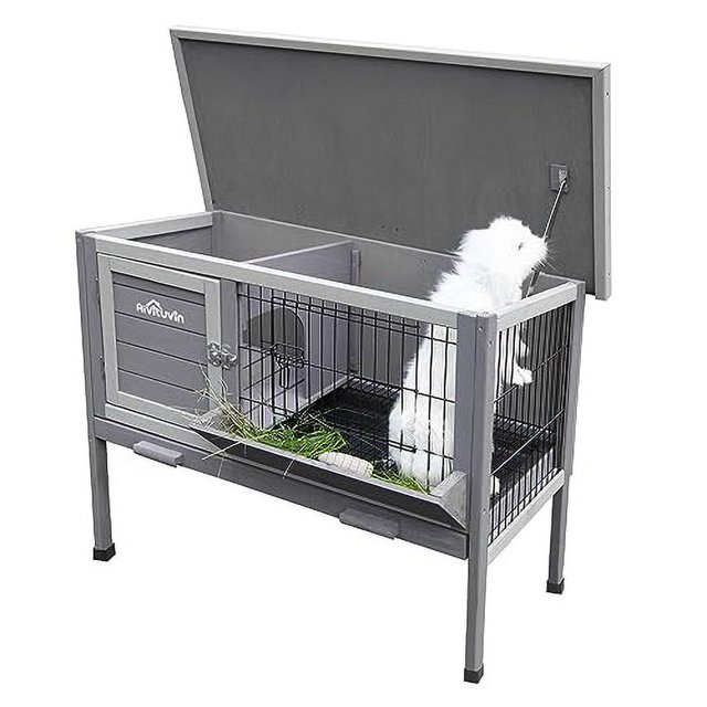 Rabbit Hutch, Wooden Bunny Cages Indoor with Deeper Leakproof Tray