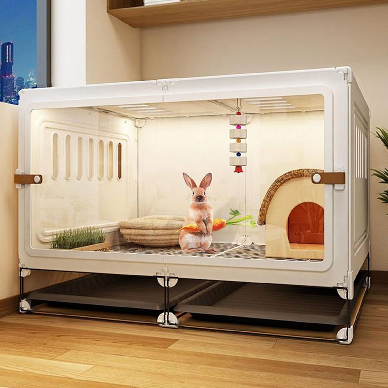 Rabbit Hutch Wooden Guinea Pig House Hamster Cage, Rabbit Cage Playpen - Single-Story Home for Small Animals, Wooden Guinea Pig Cage with Removable Stand