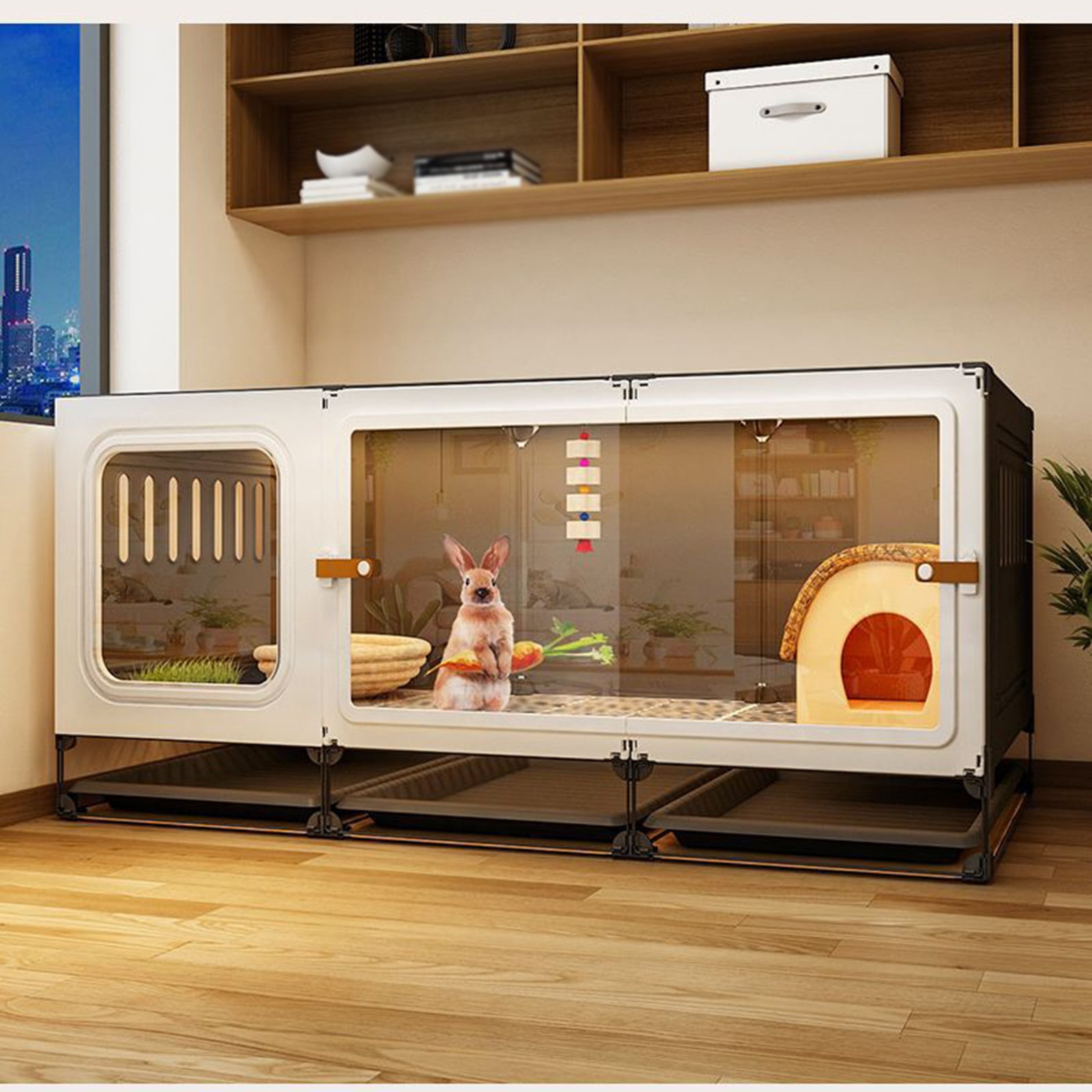 Rabbit Hutch Wooden Guinea Pig House Hamster Cage, Rabbit Cage Playpen - Single-Story Home for Small Animals, Wooden Guinea Pig Cage with Removable Stand