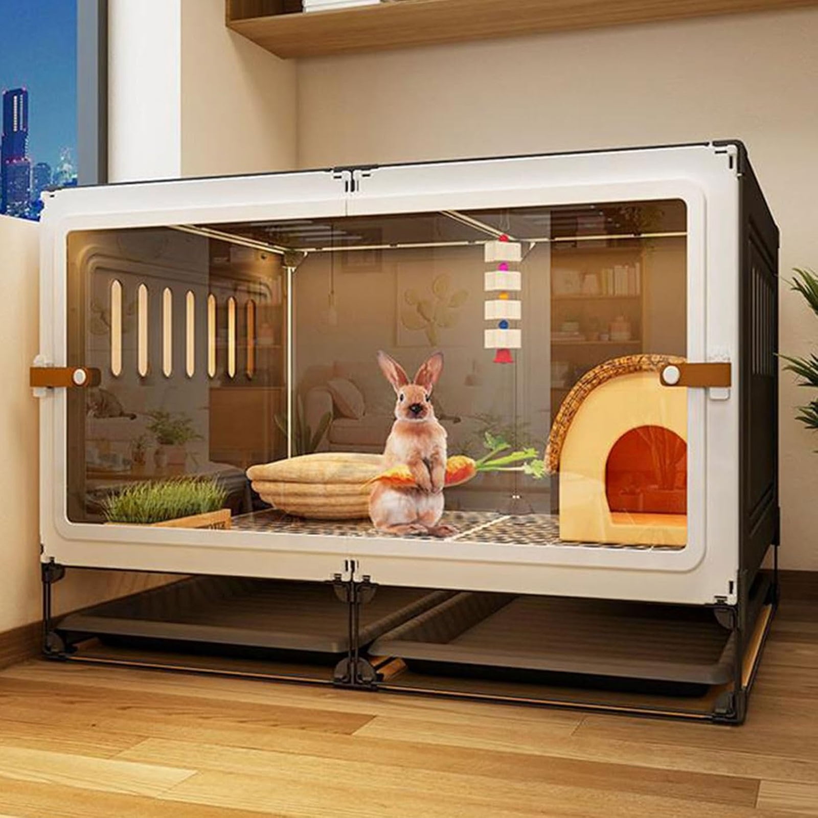 Rabbit Hutch Wooden Guinea Pig House Hamster Cage, Rabbit Cage Playpen - Single-Story Home for Small Animals, Wooden Guinea Pig Cage with Removable Stand