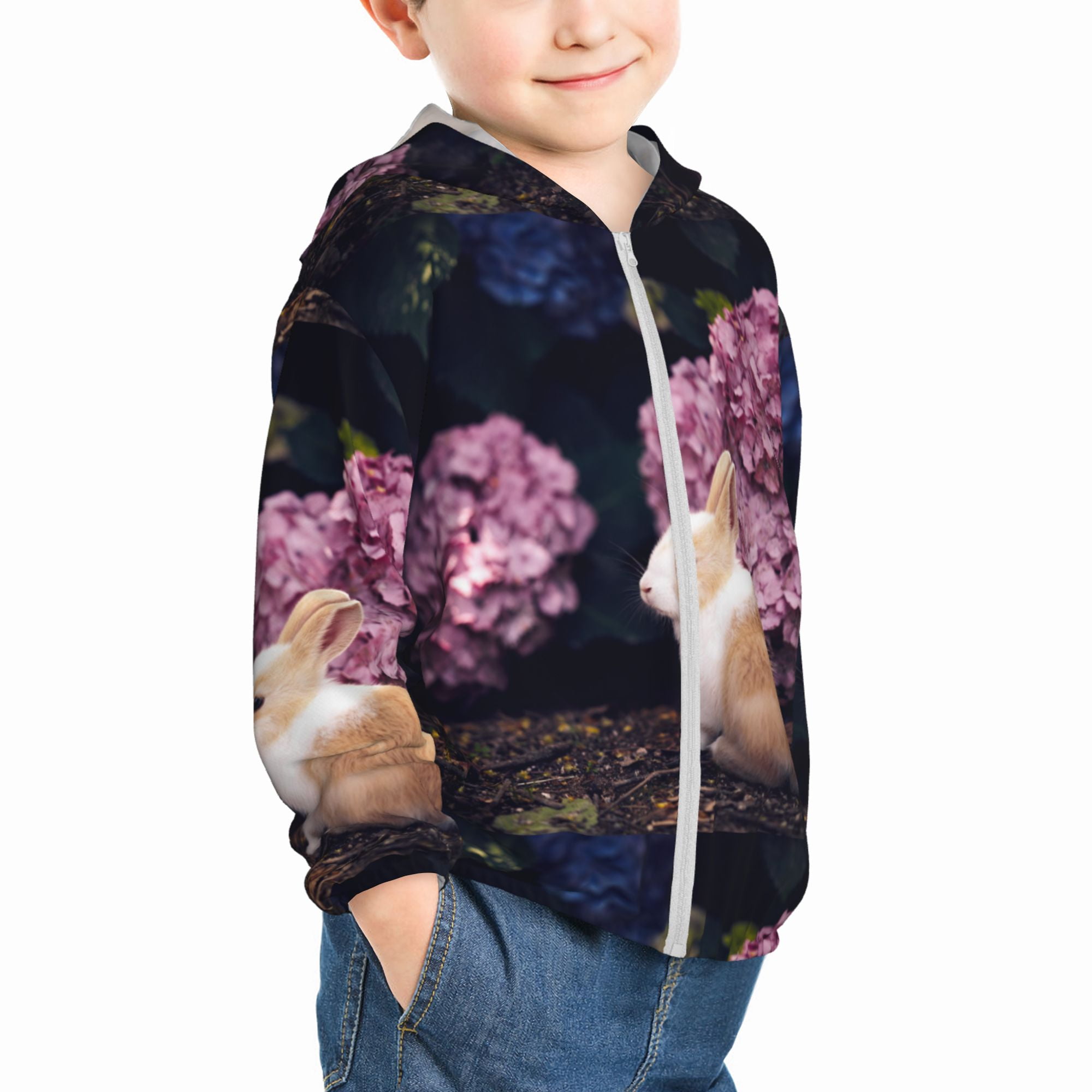 Kids Nature Scene Hooded Zip Sweater