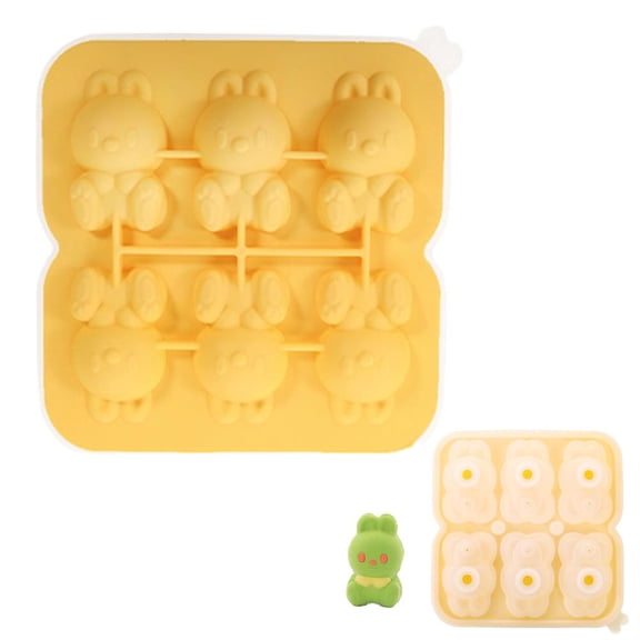 Rabbit Ice Cube Tray Mold, 3D Rabbit Shape Icecube Trays, Reusable Ice Maker, 6-Hole Large Fun Shapes Icecube Trays, for Whiskey,Cocktails,Wine,Juice and Bourbon