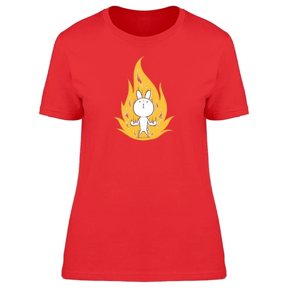 Rabbit In Flames Cartoon T-Shirt Women -Image by Shutterstock, Female Small