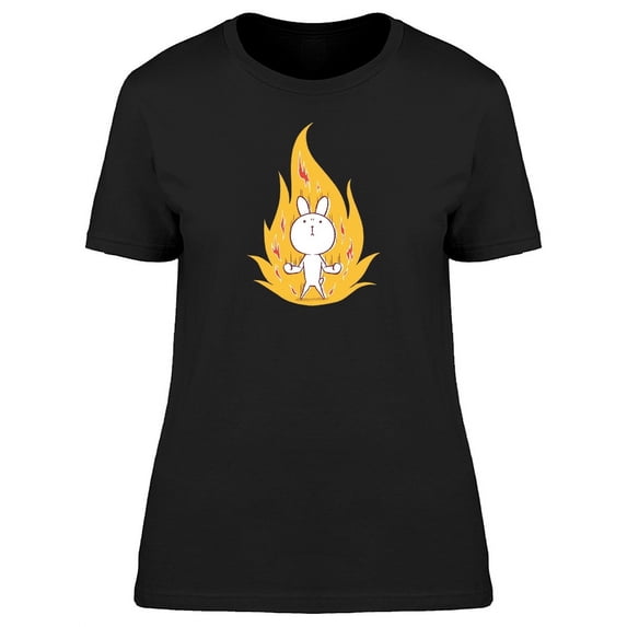 Rabbit In Flames Cartoon T-Shirt Women -Image by Shutterstock, Female Small