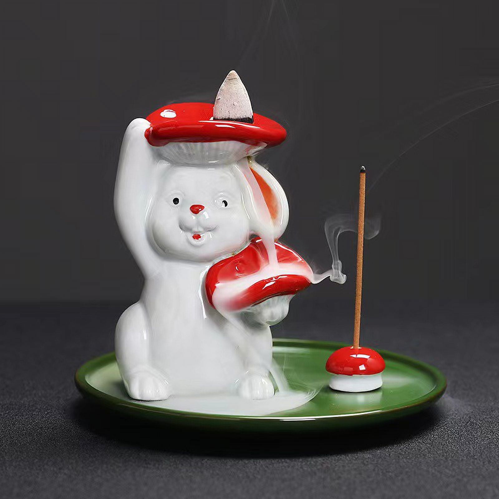Rabbit Incense Holder, Handmade Incense Burner Holder, Ceramic Incense Holder for Incense Stick, Ash Catcher for Yoga and Home Decor