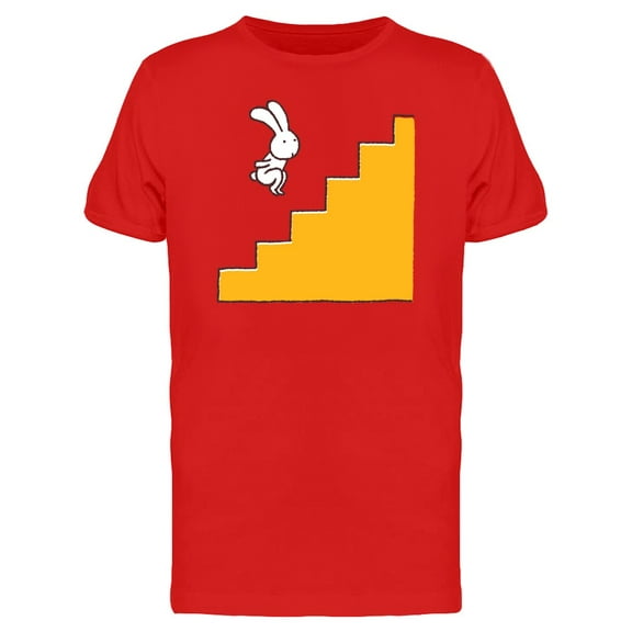 Rabbit Jumping On Stairs Tee Men's -Image by Shutterstock